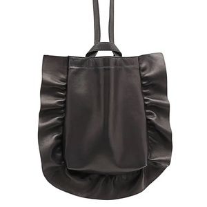 Loeffler Randall leather wristlet tote with ruffles